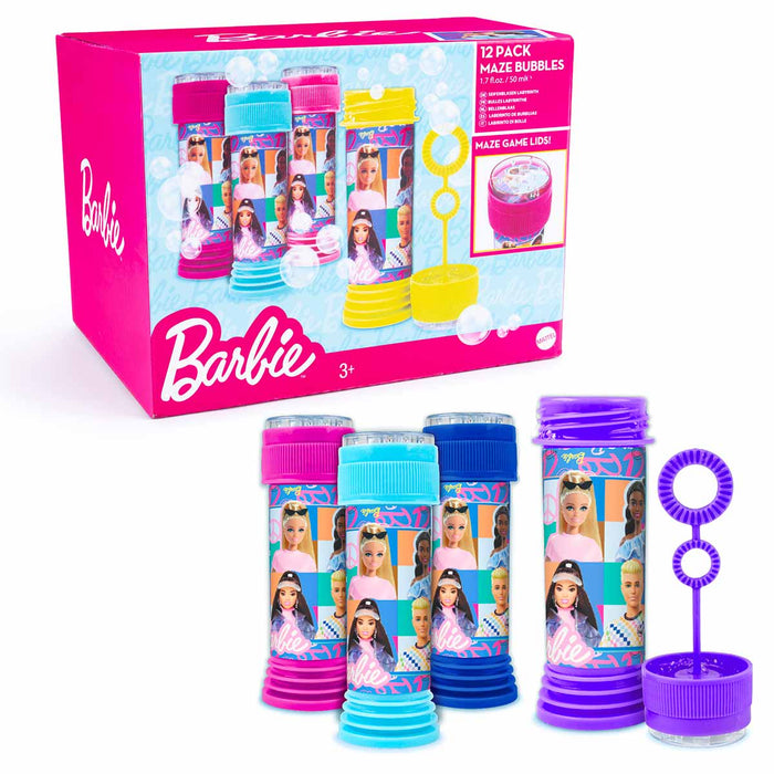 Barbie Bubbles For Kids, 12 Pack With Bubble Wands