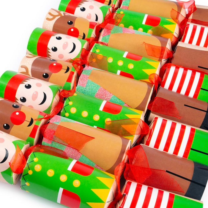 10 Family Crackers With Elf & Reindeer Design