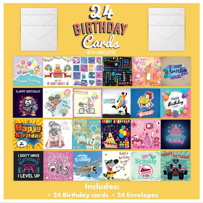 24 Pcs Birthday Cards With Envelopes