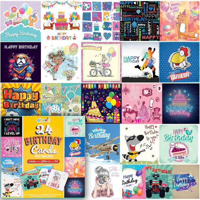 24 Pcs Birthday Cards With Envelopes