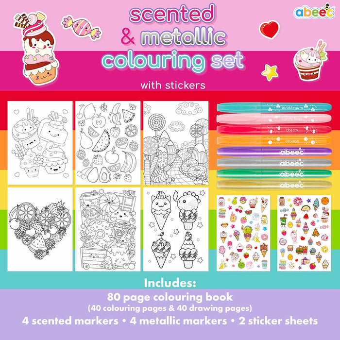 Scented & Metallic Colouring Set With Stickers