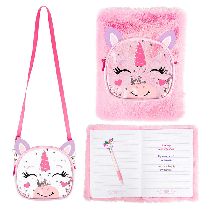 Fluffy Notebook With Pen and Bag