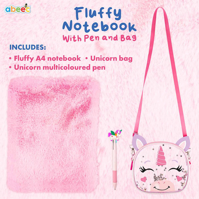 Fluffy Notebook With Pen and Bag