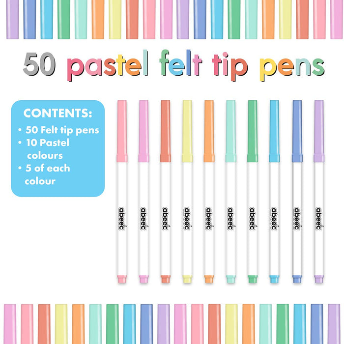 50 Pastel Felt Tip Pens