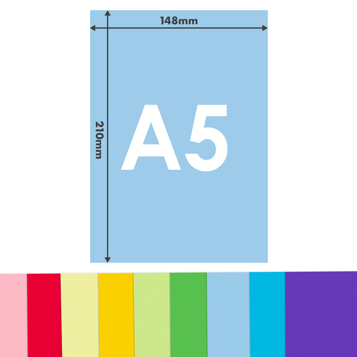 A5 Coloured Card Pack - 50 Sheets