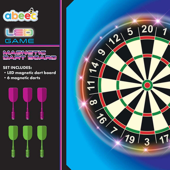 Led Magnetic Dart Board Includes 6 Magnetic Darts