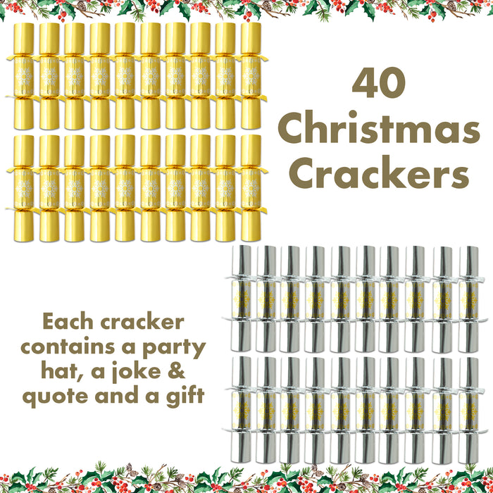 Catering Christmas Crackers - Pack Of 40 - Gold & Silver