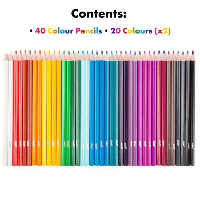 3 x Drawing Pads & 40 Coloured Pencils Gift Pack